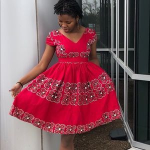 African Ankara women knee length dress